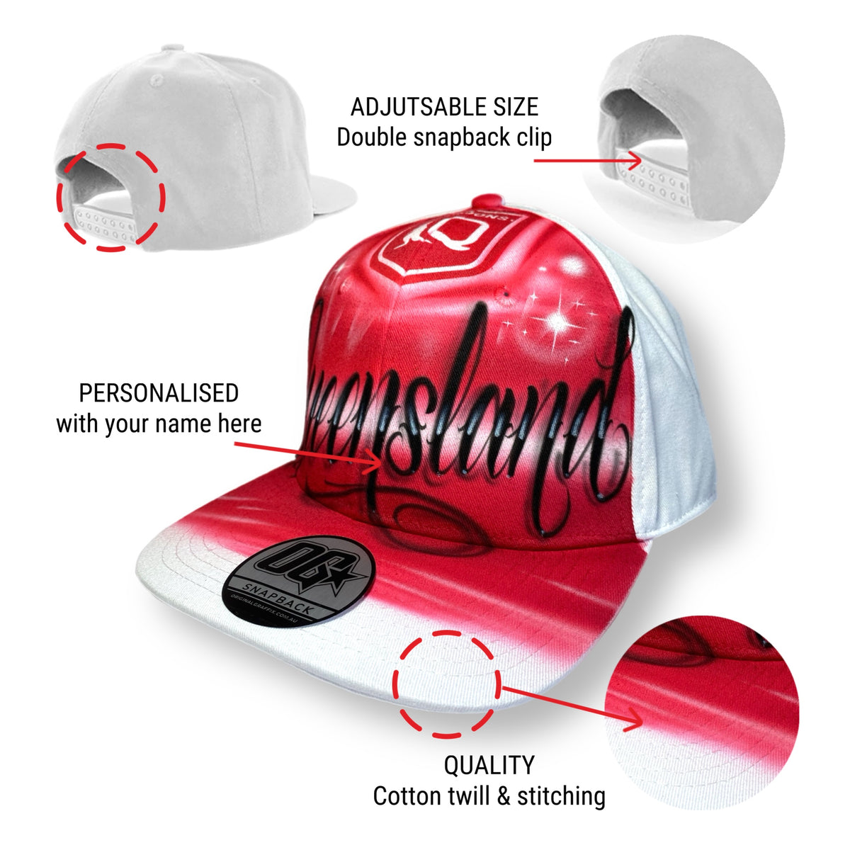 Queensland Personalised Snapback Cap – Original Graffix