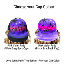 Load image into Gallery viewer, Love Script Palm Tree Snapback Cap