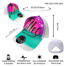 Load image into Gallery viewer, Paradise Script Sunset Custom Name Baseball Cap