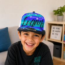 Load image into Gallery viewer, Script Front Swirl Snapback Cap