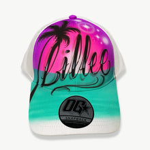 Load image into Gallery viewer, Paradise Script Sunset Custom Name Baseball Cap