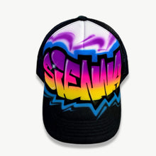 Load image into Gallery viewer, Four Colour Graffiti Black Trucker Cap