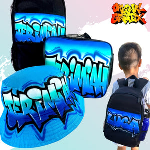 3 Colour Fade Kids Combo (14) 1x Backpack, 1x Lunchbox & 1x Bucket Hat Combo