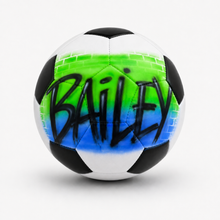 Load image into Gallery viewer, Brick Wall Style Graffiti Personalised Soccer Ball