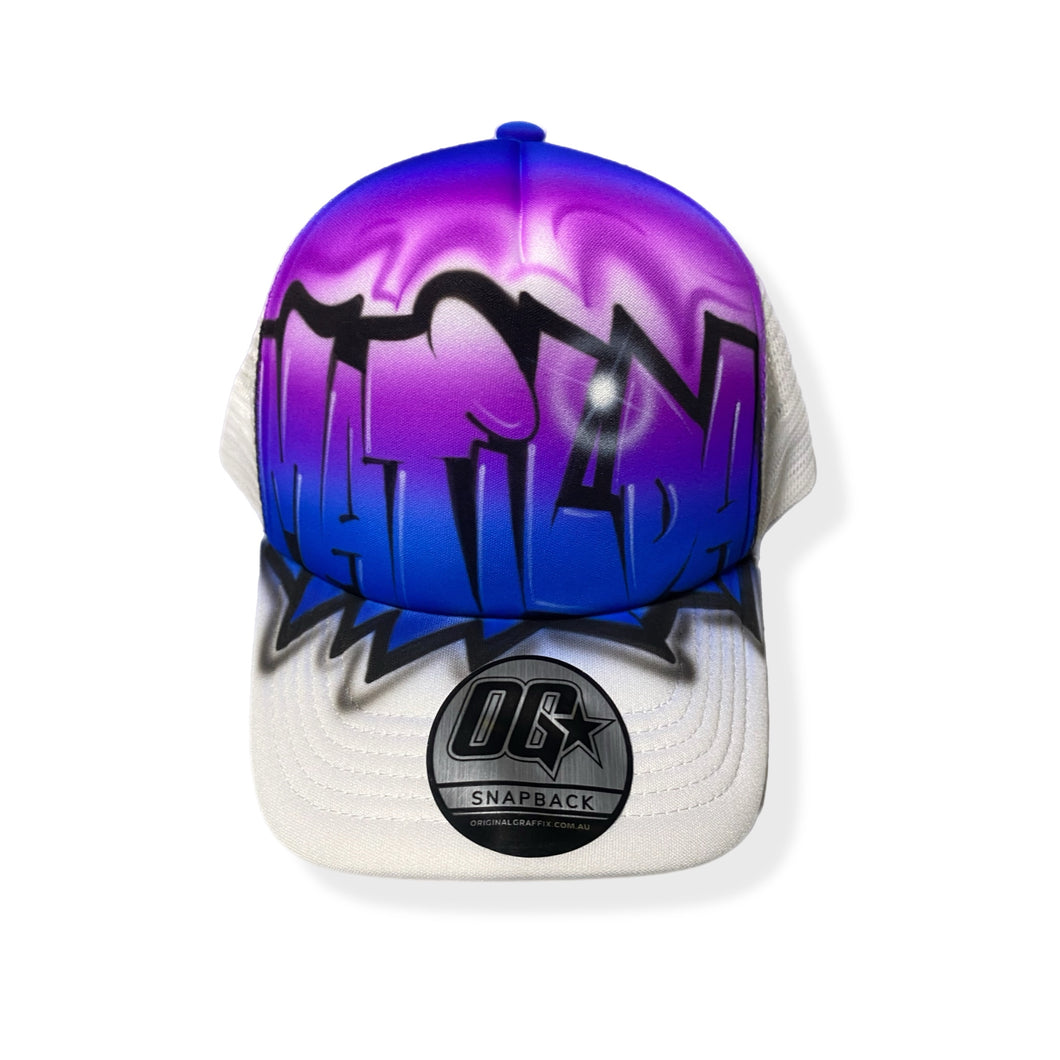 Violet Graffiti Fade Trucker with name (14)