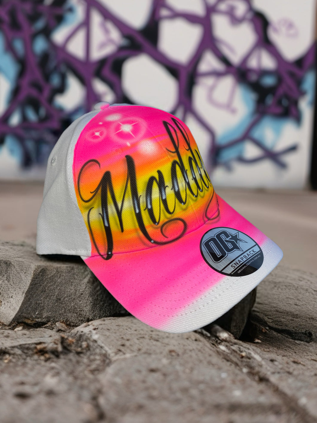 Fluro Love Script Custom Name Baseball Cap