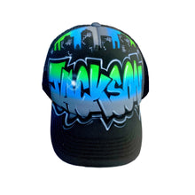 Load image into Gallery viewer, Black City Trucker Cap with Graffiti Name