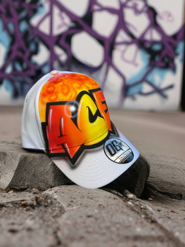 Flame Graffiti Custom Name Baseball Cap