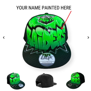 Raiders Graffiti Name Snapback Cap