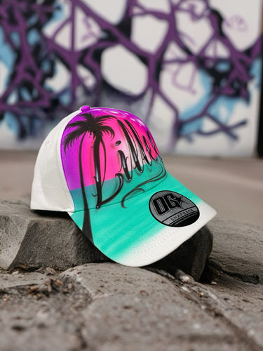 Paradise Script Sunset Custom Name Baseball Cap