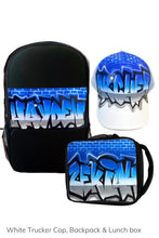 Load image into Gallery viewer, Brick Wall Cut Style Combo (12) 1x TruckerCap, 1x Backpack, 1x Lunchbox