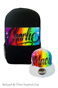 Rainbow Script Style Backpack and Cap Combo (7)