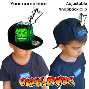 Green Smash Script Style Snapback Cap