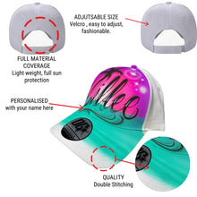 Load image into Gallery viewer, Paradise Script Sunset Custom Name Baseball Cap