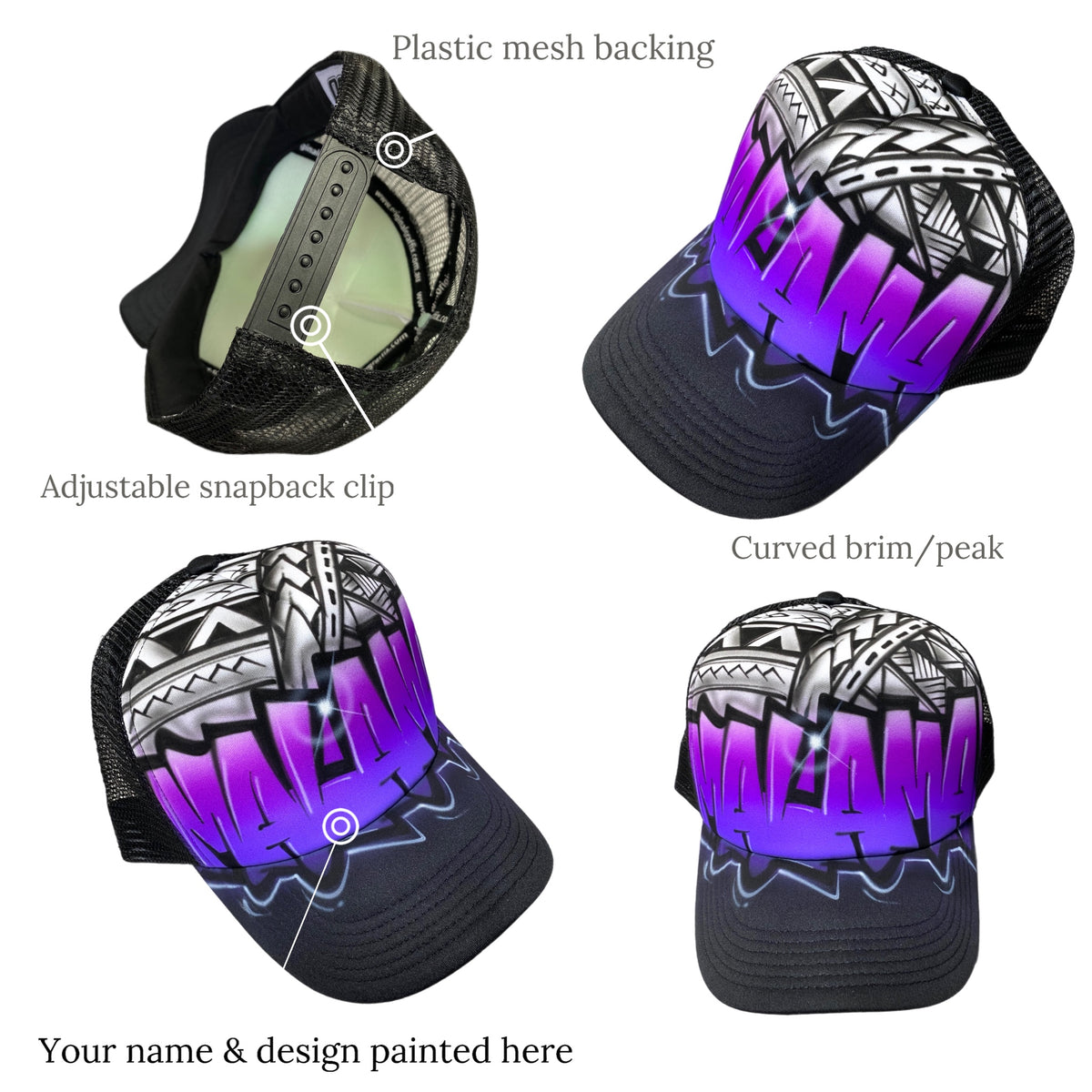 Samoan Style Trucker Cap with Personalised Name – Original Graffix