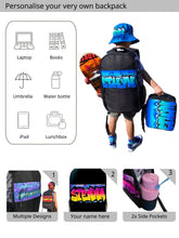 Load image into Gallery viewer, Circle Fade Script Style Custom Combo (17) 1x TruckerCap, 1x Backpack, 1x Lunchbox