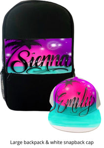 Paradise Script Style Backpack and Cap Bundle (2)