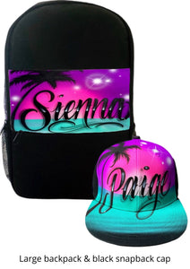 Paradise Script Style Backpack and Cap Bundle (2)