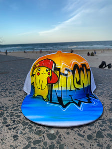 Blue Pikach Style Snapback Cap