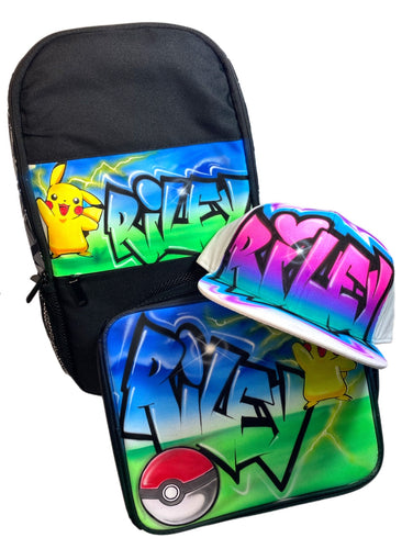 Custom Combo 1x Snapback Cap, 1x Backpack, 1x Lunchbox