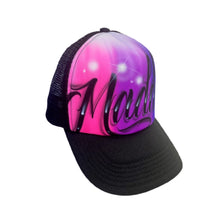 Load image into Gallery viewer, Black 3 colour trucker cap I Custom Graffiti Name 