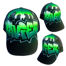 Load image into Gallery viewer, Double City Trucker Cap with Personalised Graffiti Name