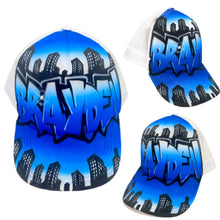 Load image into Gallery viewer, Double City Trucker Cap with Personalised Graffiti Name