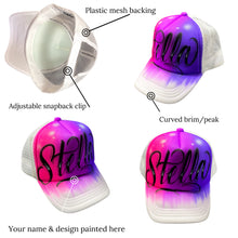 Load image into Gallery viewer, White 3 colour cap I Custom Graffiti Name  Purple 
