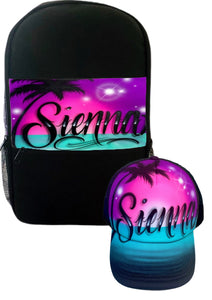Paradise Script Style Backpack and Cap Combo (Combo3)