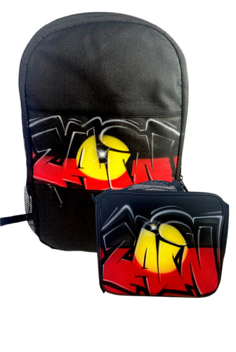 Graffiti Aboriginal Flag Style - Custom Combo (AB) 1x Backpack, 1x Lunchbox