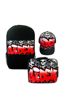 Load image into Gallery viewer, Skull Fade Style Custom Combo (3) 1x TruckerCap, 1x Backpack, 1x Lunchbox