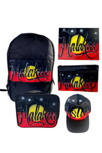 Load image into Gallery viewer, Script Aboriginal Flag Style Combo 1x Trucker Cap, 1x Backpack, 1x Lunchbox, 1x Mini Canvas, 1x Pencil Case